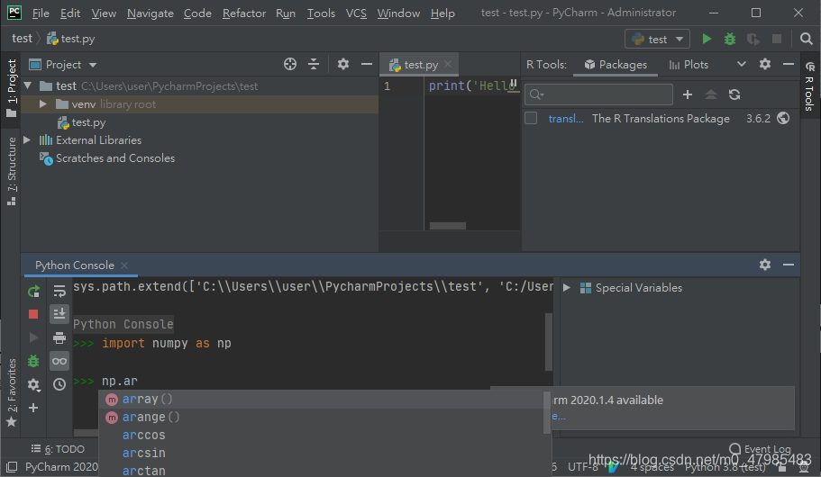 在 PyCharm 不用按 tab 鍵 會有自動補齊指令拼字的功能